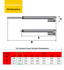 Lineer Aktüatör Motor 12VDC 100mm HAD1- 4 INCH
