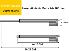 Lineer Aktüatör Motor 12v-24v 15w 50mm (2 INCH)
